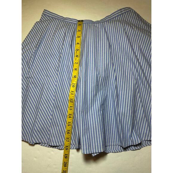 J Crew Circle Skirt Zip Women’s Size 0 Pocket Blue White Striped Mini Lined - Picture 2 of 7